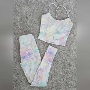 Victoria's Secret matching pastel tie-dye workout outfit